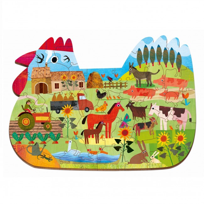 Drewniane puzzle konturowe Ludattica - Farma/Wieś 48 el.