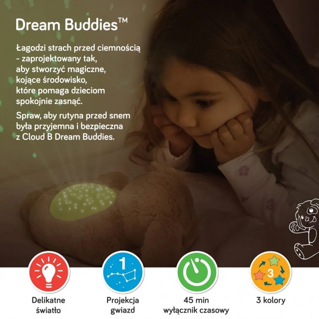 Pluszowy projektor dla dzieci Dream Buddies™ Cloud B - Piesek Patch
