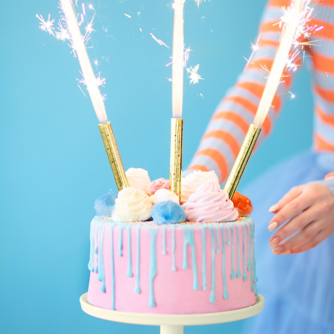 Fontanny na tort 12cm Party Deco - Złote 4 sztuki
