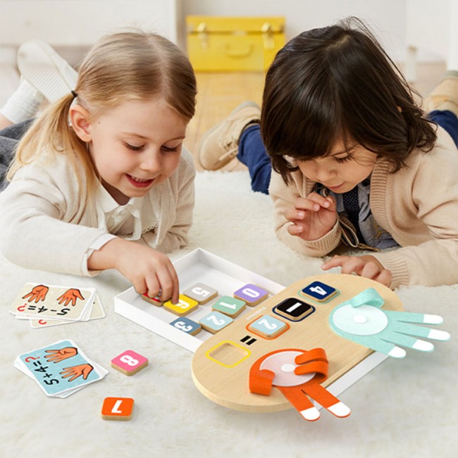 Drewniana zabawka edukacyjna nauka liczenia na palcach TOPBRIGHT