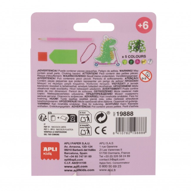 Zestaw do robienia diamentowych breloczków DIY Apli Kids - Dinozaur