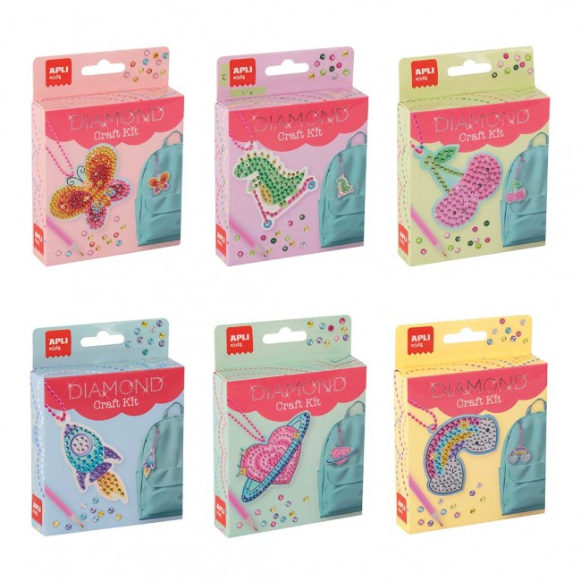 Zestaw do robienia diamentowych breloczków DIY Apli Kids - Dinozaur