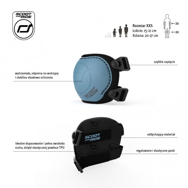 Zestaw ochraniaczy dla dzieci SCOOTANDRIDE XXS - Steel