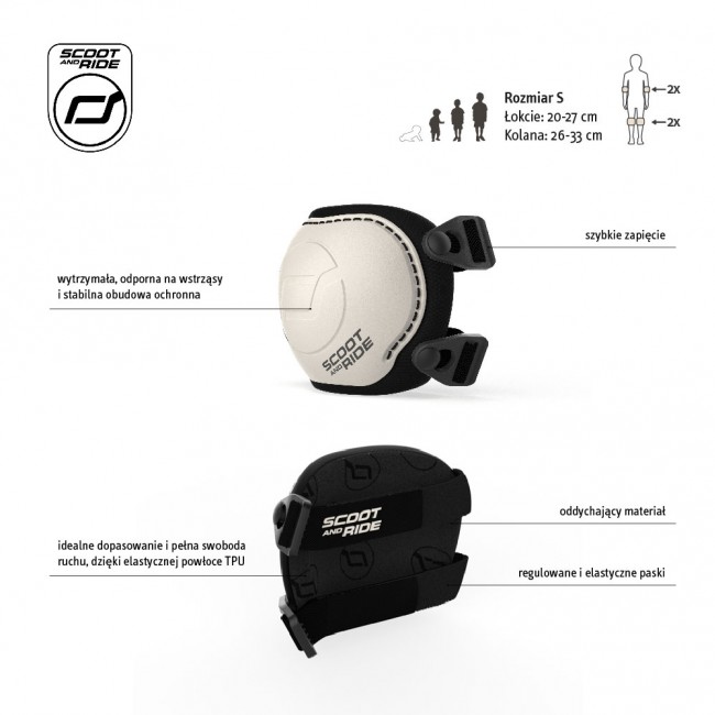 Zestaw ochraniaczy dla dzieci SCOOTANDRIDE S - Ash
