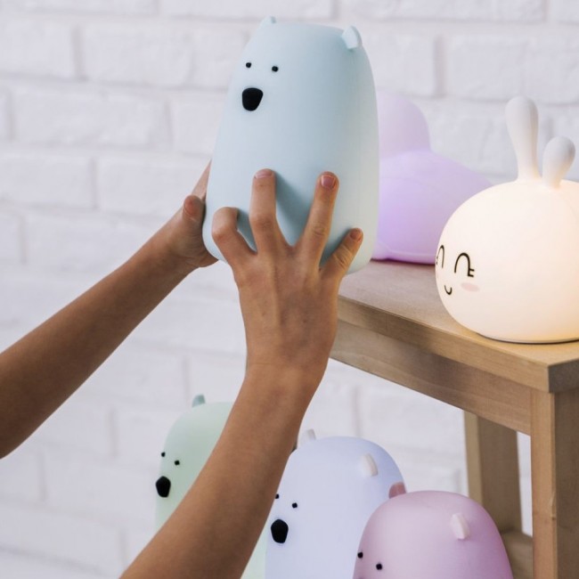 Lampka miś duży Rabbit & Friends - błękitna chmurka z pilotem