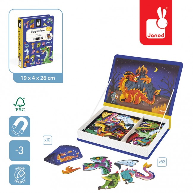 Magnetyczna układanka Magnetibook Janod - Smoki