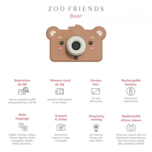 Aparat cyfrowy dla dzieci The Zoofamily - Miś
