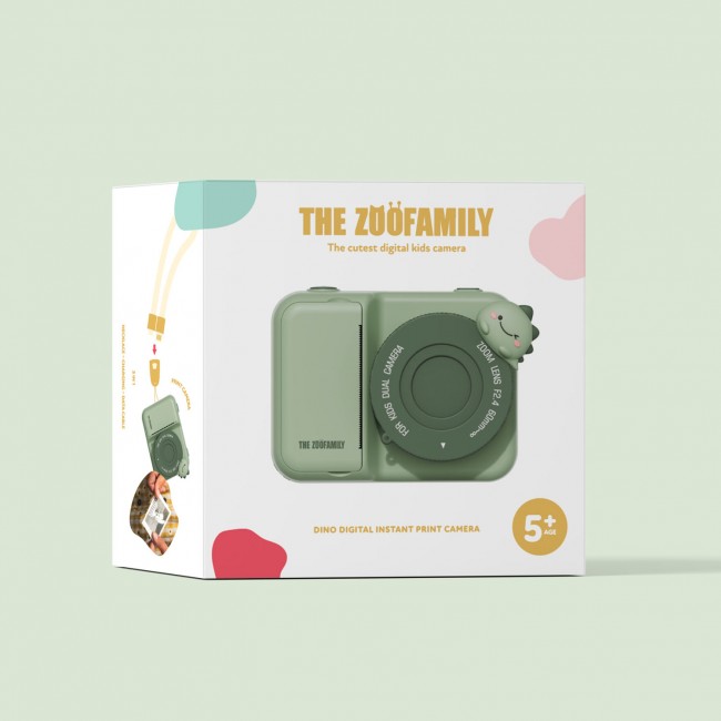 Aparat cyfrowy z drukarką dla dzieci Zoo Print The Zoofamily - Dinozaur zielony