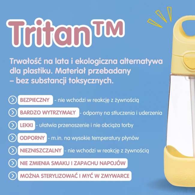 Tritanowa butelka ze słomką 600 ml B.box - Lemon Twist
