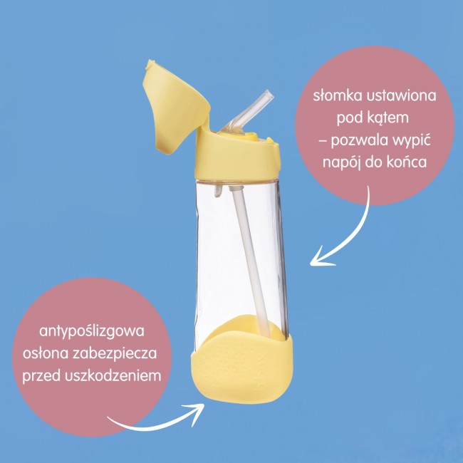 Tritanowa butelka ze słomką 600 ml B.box - Lemon Twist