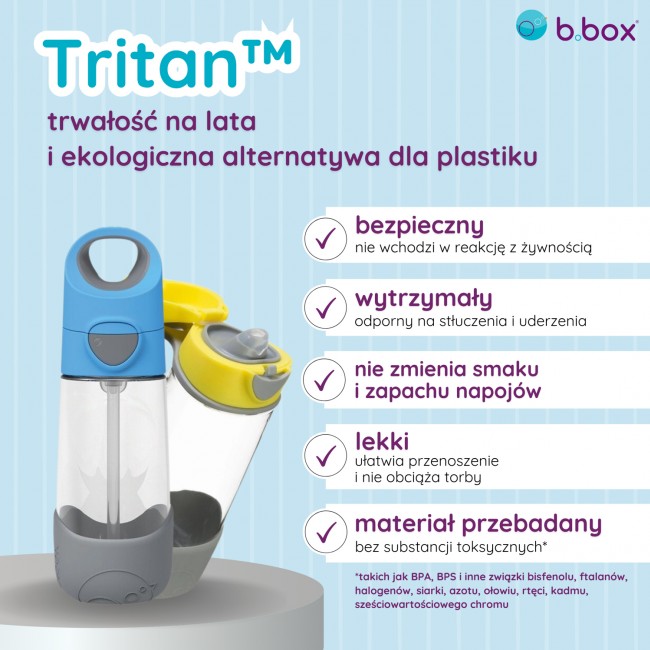 Tritanowa butelka ze słomką 450 ml B.box Spearmint