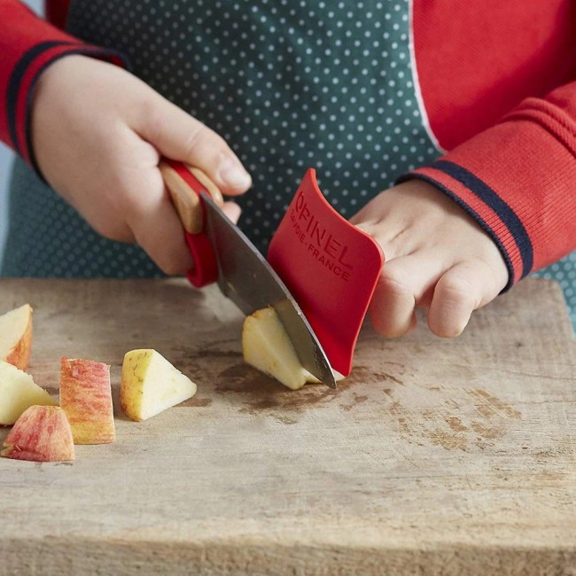 Bezpieczny nóż i osłonka na palce dla dzieci Opinel - Le Petit Chef Red