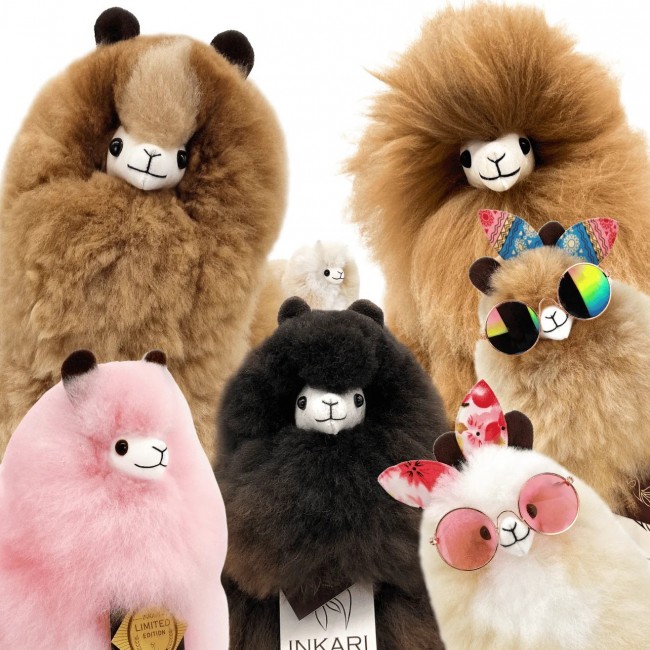 Puszysta maskotka Alpaka Inkari Monsterfluff - Hazelnut 15 cm