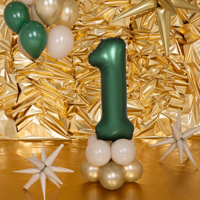 Balon foliowy Party Deco 86 cm - Cyfra 1 butelkowa zieleń