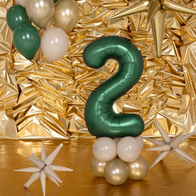 Balon foliowy Party Deco 86 cm - Cyfra 2 butelkowa zieleń