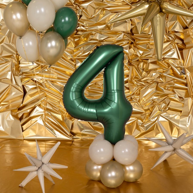 Balon foliowy Party Deco 86 cm - Cyfra 4 butelkowa zieleń