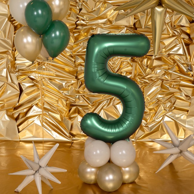 Balon foliowy Party Deco 86 cm - Cyfra 5 butelkowa zieleń