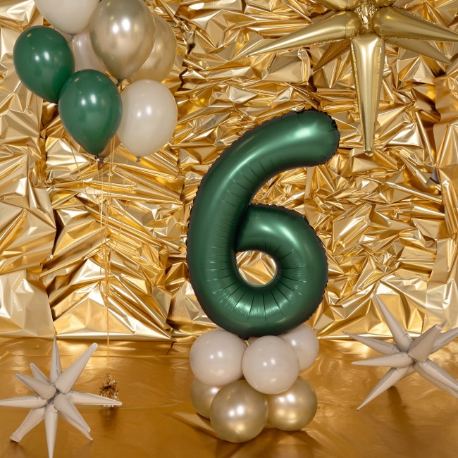 Balon foliowy Party Deco 86 cm - Cyfra 6 butelkowa zieleń