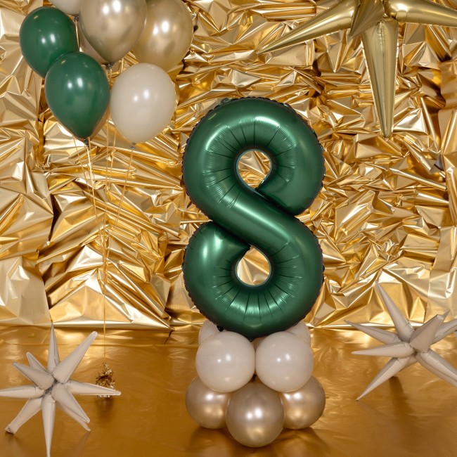Balon foliowy Party Deco 86 cm - Cyfra 8 butelkowa zieleń