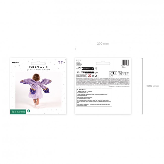 Balon foliowy Party Deco - Skrzydła motyla 102 x 50 cm