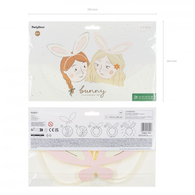 Opaska do włosów Party Deco - Uszy królika 12,5 x 29 cm