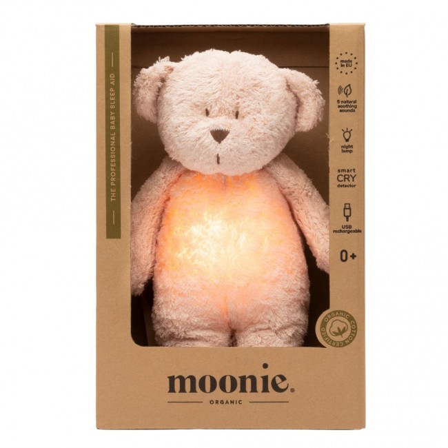 Szumiący miś z lampką Organic Moonie 2.0 - Rose