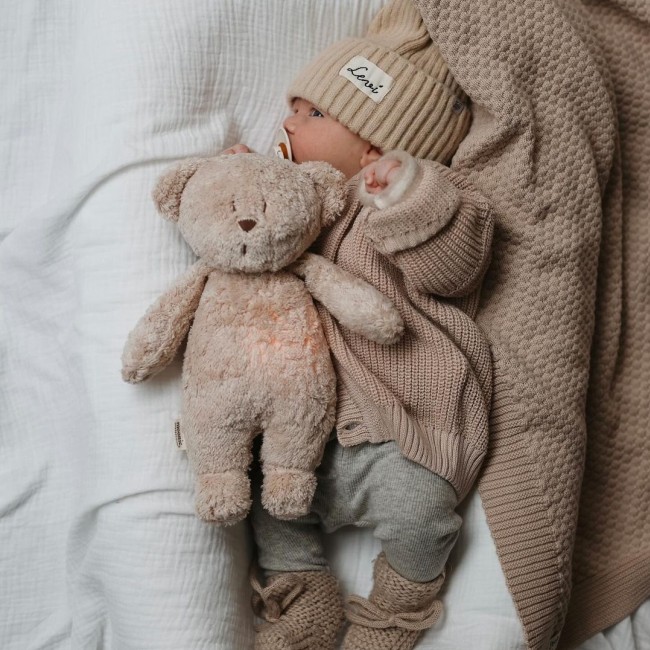 Szumiący miś z lampką Organic Moonie 2.0 - Sand