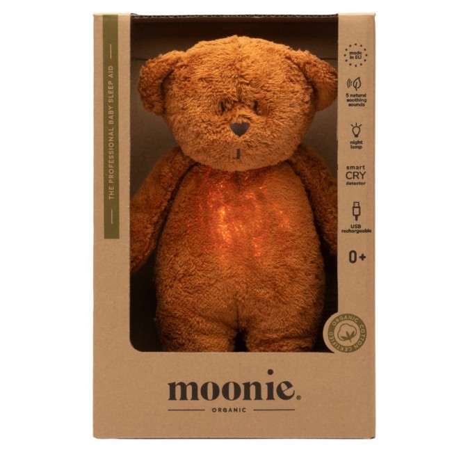 Szumiący miś z lampką Organic Moonie 2.0 - Caramel