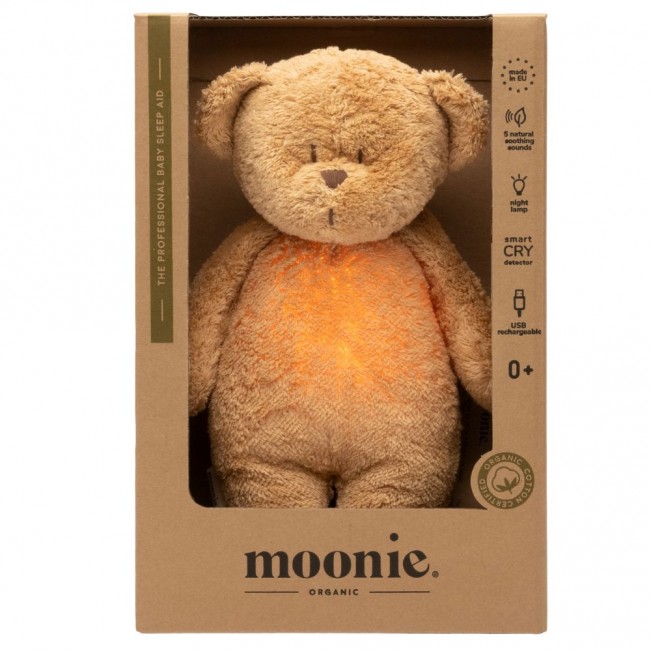 Szumiący miś z lampką Organic Moonie 2.0 - Cappuccino