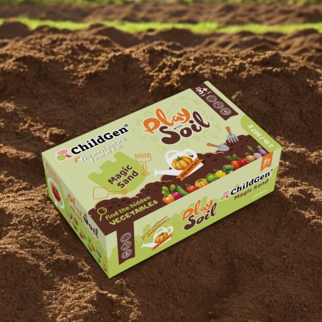 Piasek kinetyczny, 100% naturalny ChildGen - Magiczna gleba z warzywami 907g