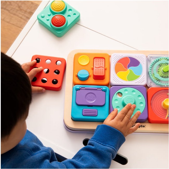 Zestaw 4 Sensorycznych Kwadratów z Kołem Zębatym PlayTab