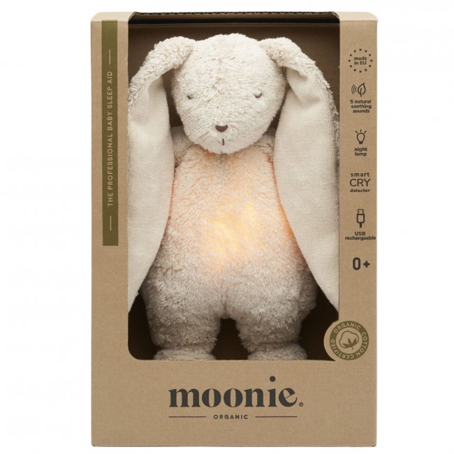Szumiący królik z lampką Organic Moonie 2.0 - Sand