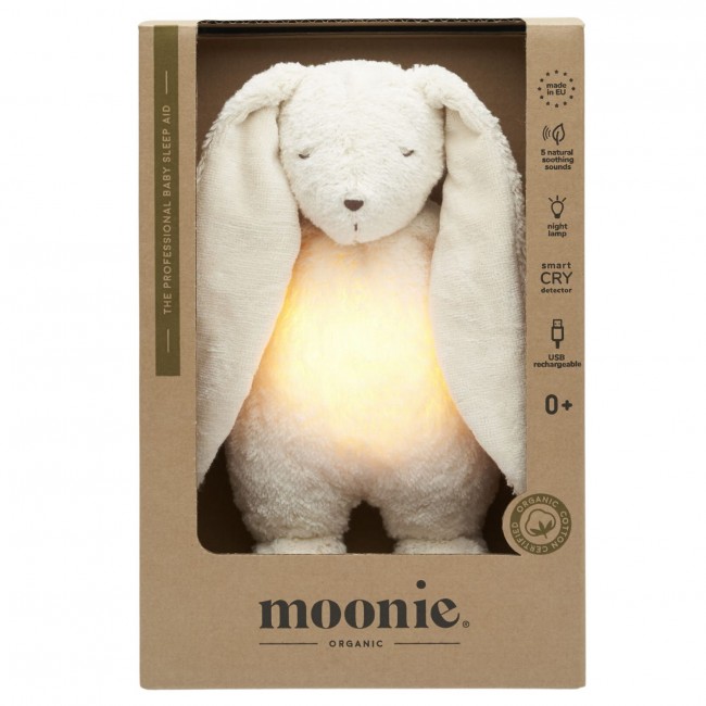 Szumiący królik z lampką Organic Moonie 2.0 - Polar