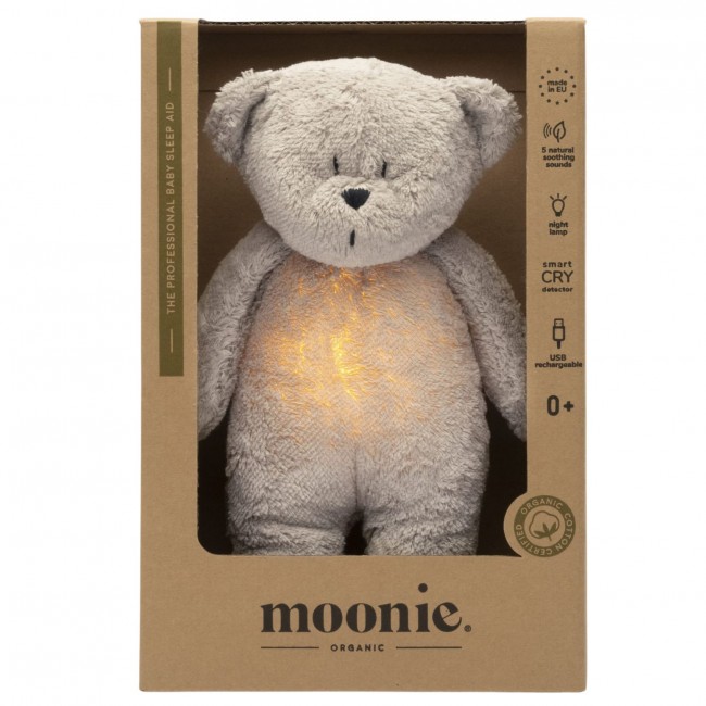 Szumiący miś z lampką Organic Moonie 2.0 - Gray
