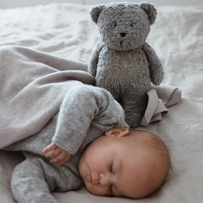 Szumiący miś z lampką Organic Moonie 2.0 - Gray
