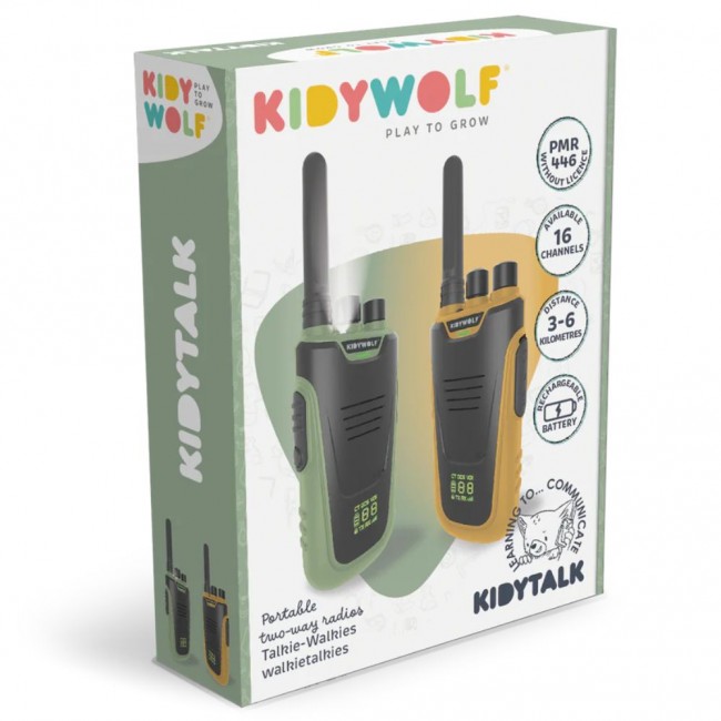 Zestaw krótkofalówek walkie talkie Kidywolf - zielono-pomarańczowe