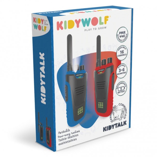 Zestaw krótkofalówek walkie talkie Kidywolf - niebiesko-czerwone