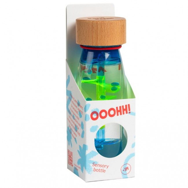 Butelka sensoryczna dwufazowa MOVE SPIRALA Petit Boum - Niebieska