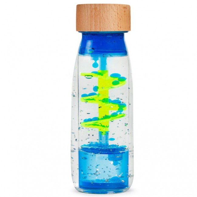 Butelka sensoryczna dwufazowa MOVE SPIRALA Petit Boum - Niebieska