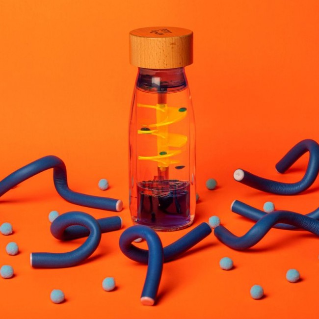 Butelka sensoryczna dwufazowa MOVE SPIRALA Petit Boum - Niebieska