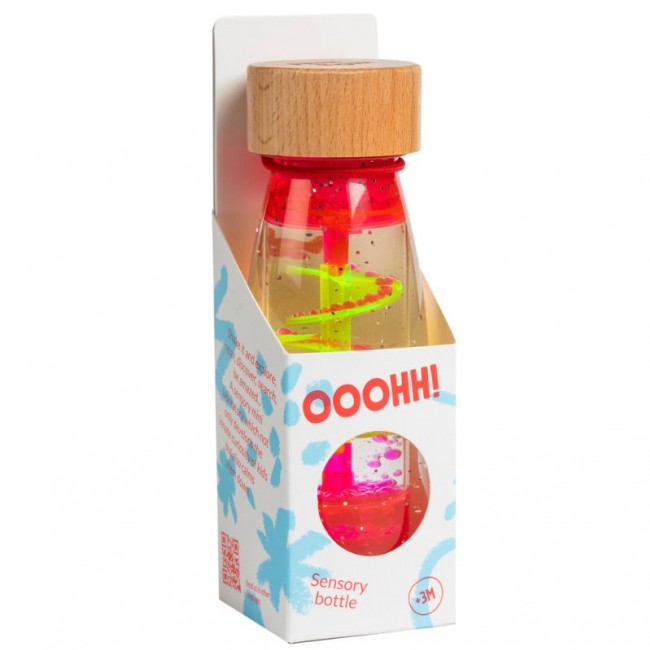 Butelka sensoryczna dwufazowa MOVE SPIRALA Petit Boum - Różowa
