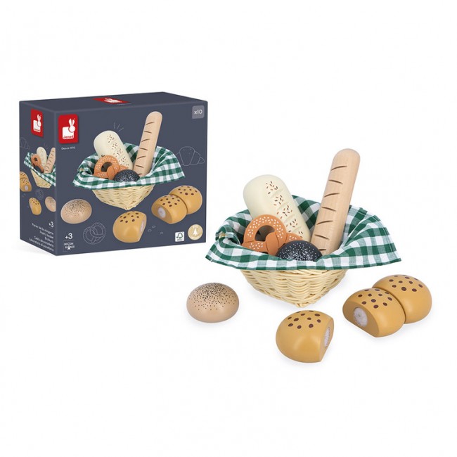 Koszyk z pieczywem z drewna Janod - Shiny Grandma 3+