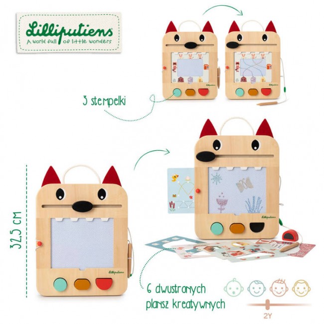 Drewniana tablica – znikopis Lilliputiens - Wilk Louis 2 lata+
