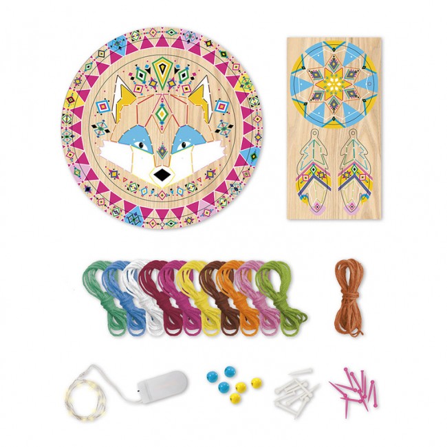 Zestaw kreatywny Przeplatanka 3D String art Janod - Świecący łapacz snów 8+