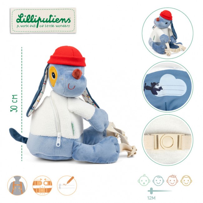 Miękki plecak przytulanka Lilliputiens - Piesek Jules 12 m+