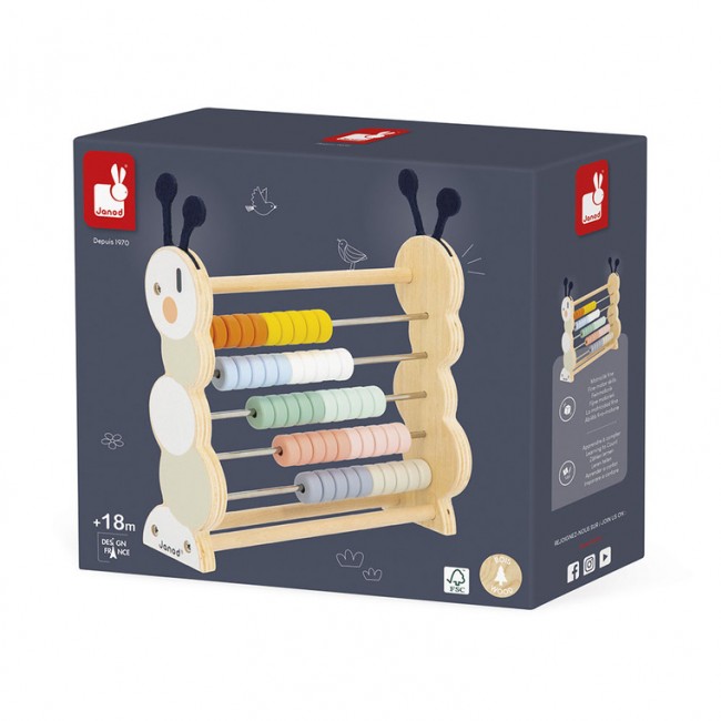 Drewniane liczydło Gąsienica Janod - Sweet Cocoon 18m+