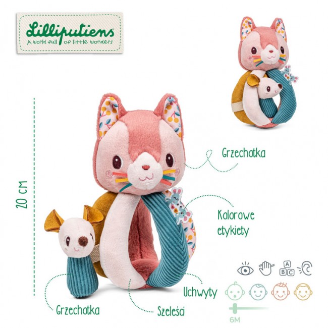 Grzechotka z uchwytami Lilliputiens - Kotka Jeanne 6 m+