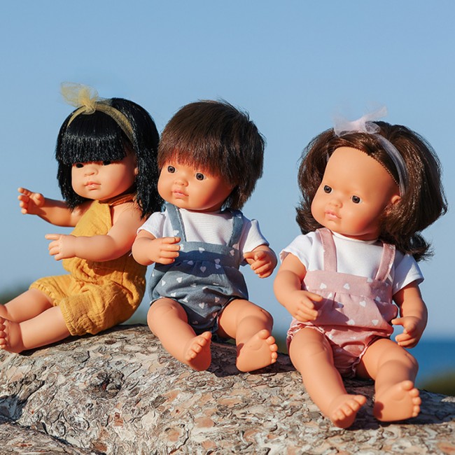 Lalka chłopiec Miniland My Friends & Me - Europejczyk Brązowe włosy 38 cm