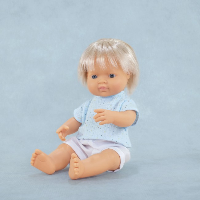 Lalka chłopiec Miniland My Friends & Me - Europejczyk Jasny Blond 38 cm