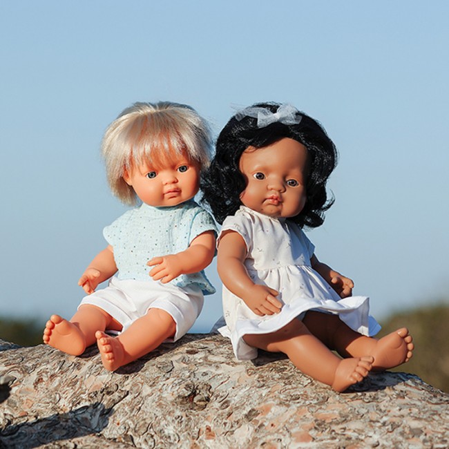 Lalka chłopiec Miniland My Friends & Me - Europejczyk Jasny Blond 38 cm